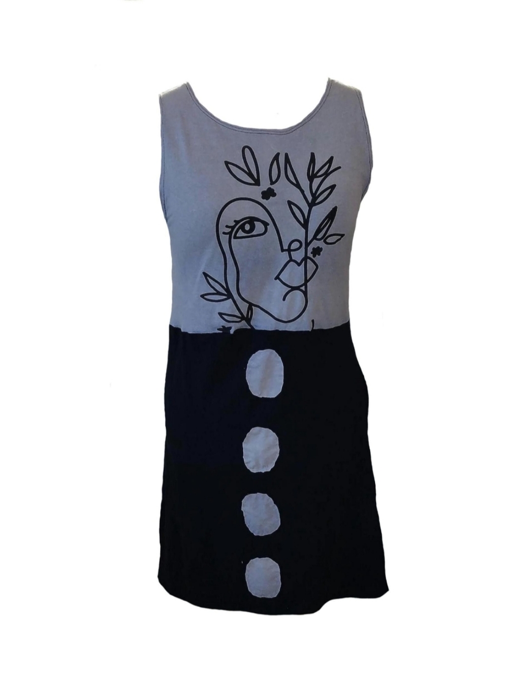 Designer Upcycled Picasso Face Graphic Patches Knit Dress Women Plus Size 2X 18